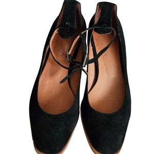 Jeffrey Campbell Free People 8.5 Boulevard Black Suede Block Heels Ankle Straps